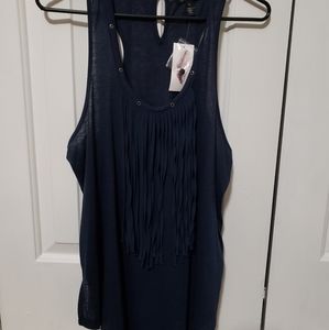 Jessica Simpson Navy Fringe Detail Tank XL